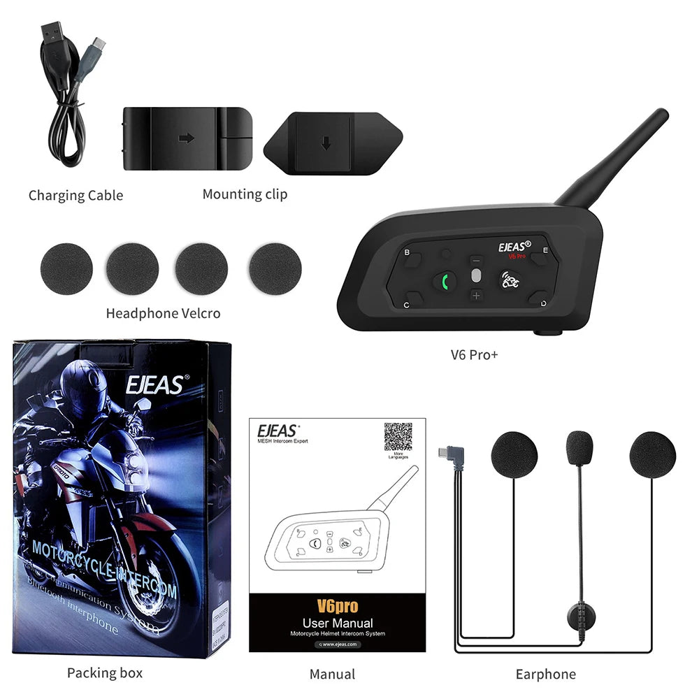 EJEAS V6 Pro+ Motorcycle Bluetooth Intercom Headset, 800m IP67 - image 25
