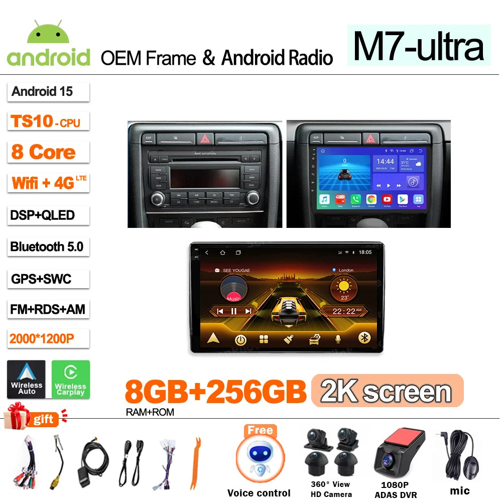Android 16 9'' Car Radio for Audi A4/S4/RS4 2002-2009 CarPlay - image 18