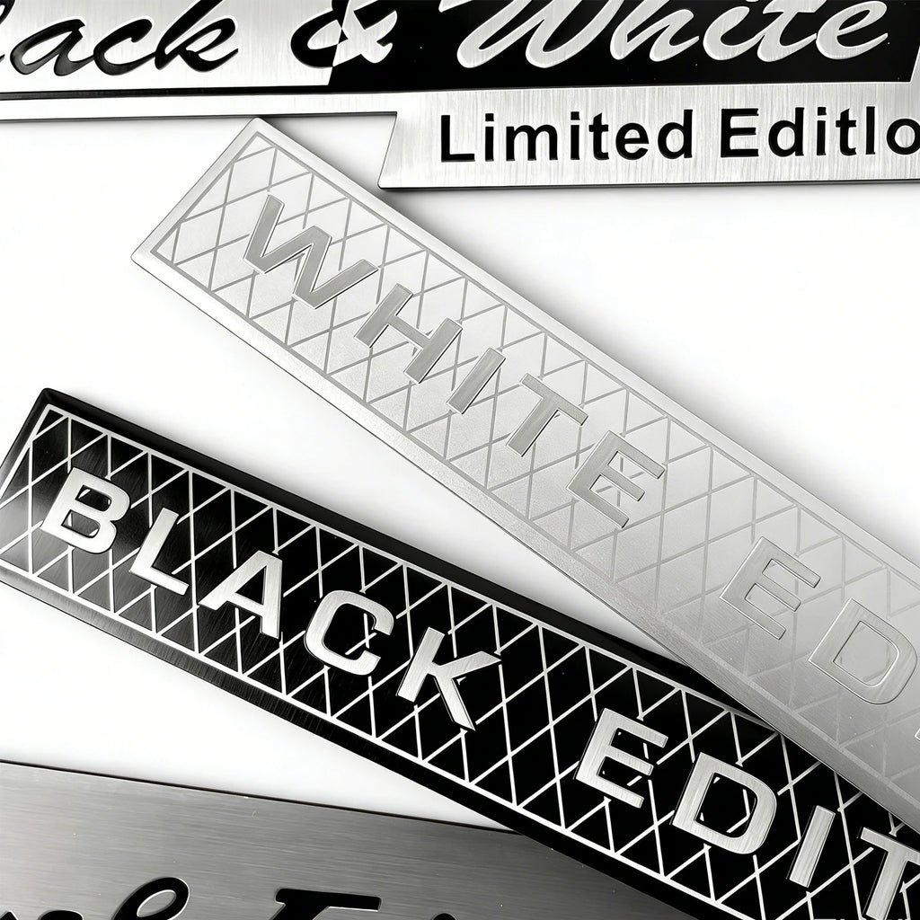 2 Pcs 3D Aluminum Car Emblem Stickers - Black & White Universal Decals - image 4