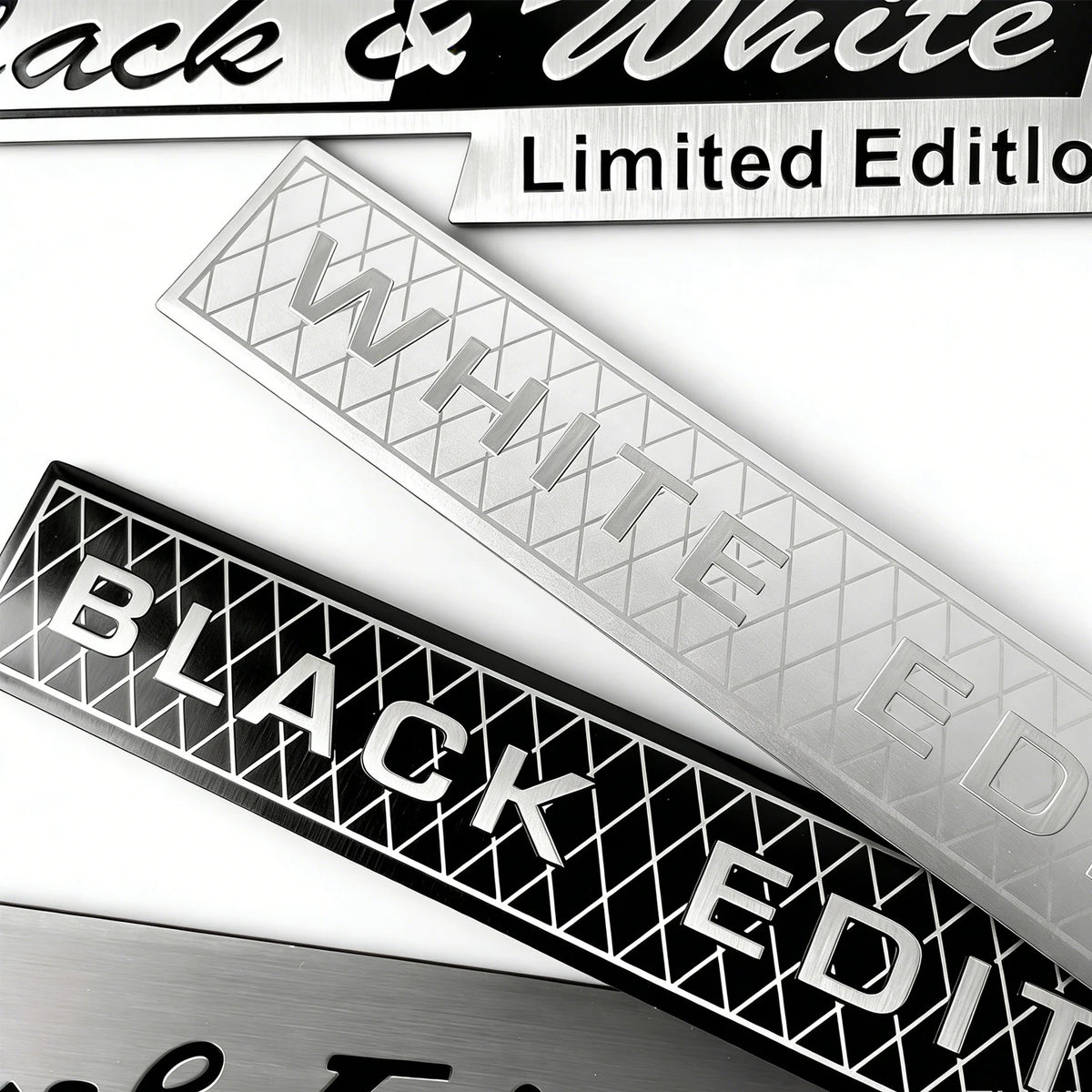 2 Pcs 3D Aluminum Car Emblem Stickers - Black & White Universal Decals - image 4