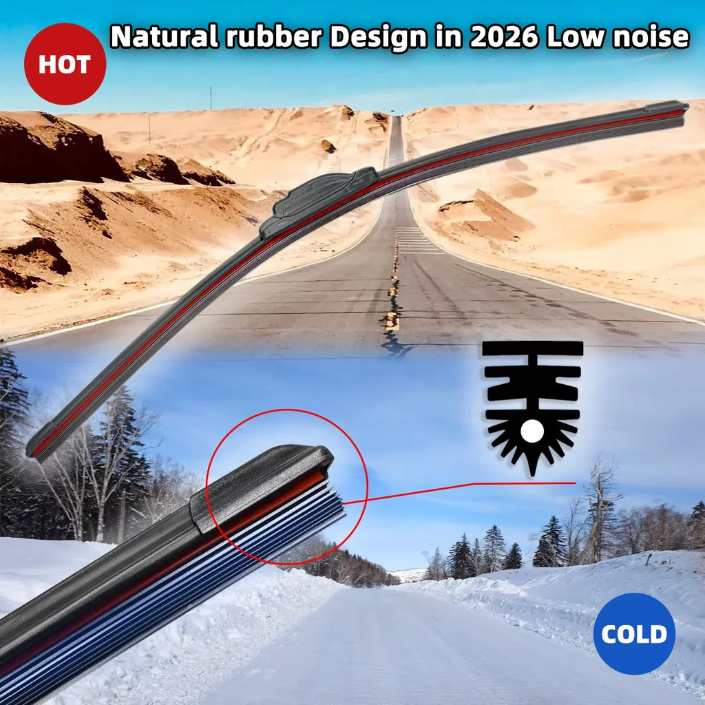 1PC Wiper Blade 11 Layer Rubber Strip J/U-Shaped Wiper Blade 13"14"15"16"17"18"19"20"21"22"24"26"28"30" Windshield Wiper Blade