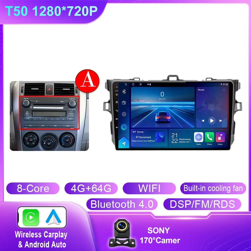 Toyota Corolla 2006-2013 Android 14 9-inch Touchscreen Car Stereo - image 11