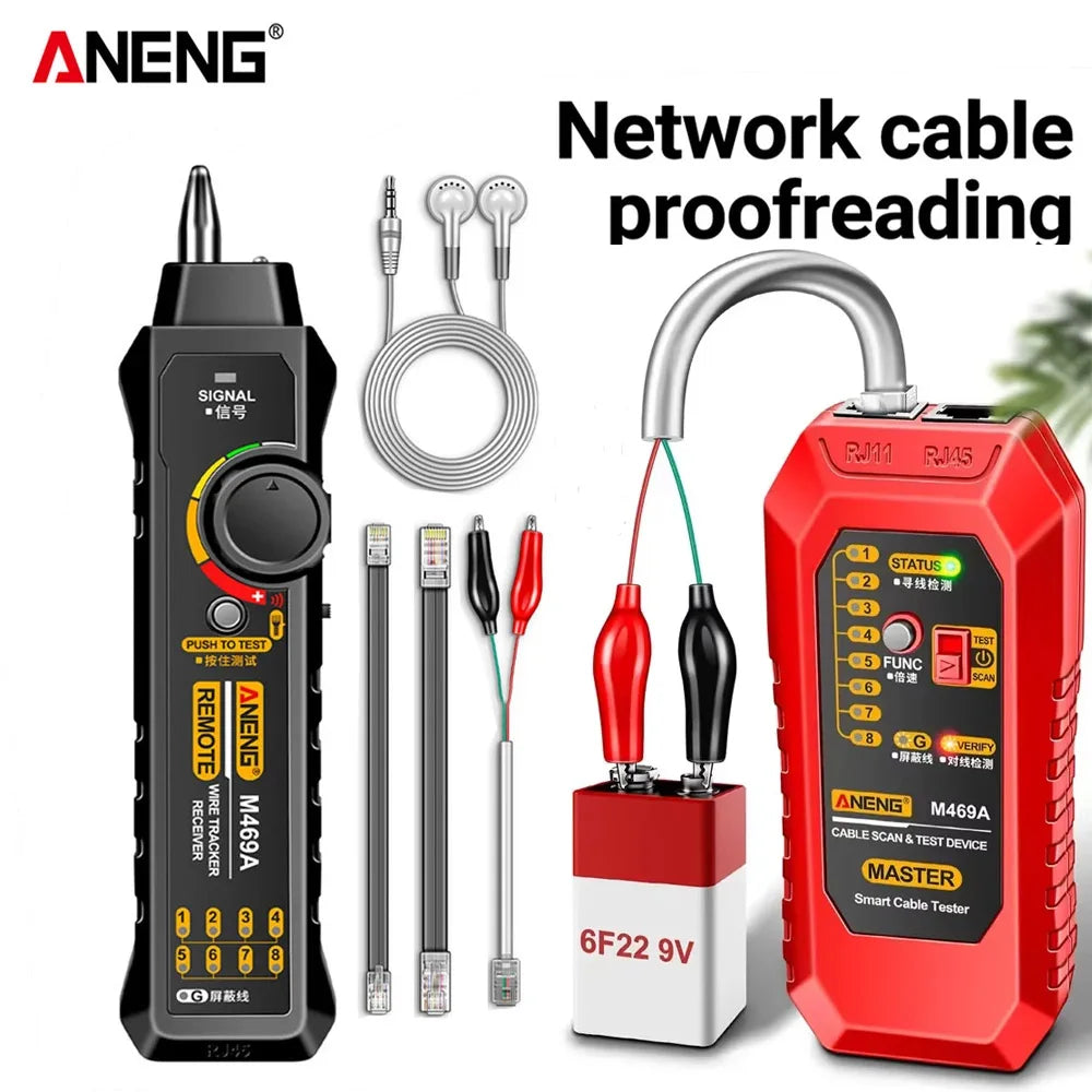 Network Cable Tester RJ45 RJ11  ANENG M469A Network Analyzer LAN Cable Tester Wire Tracker Tracer Toner Detector Line Test Tools
