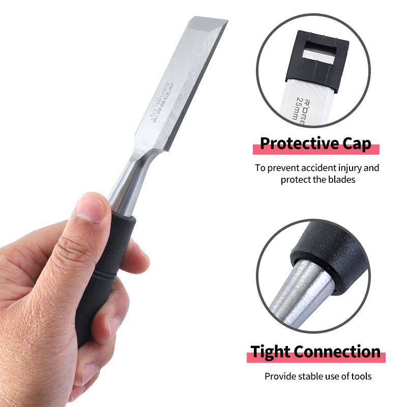 7.5-Inch Carbon Steel Wood Chisel with Anti-Slip Handle