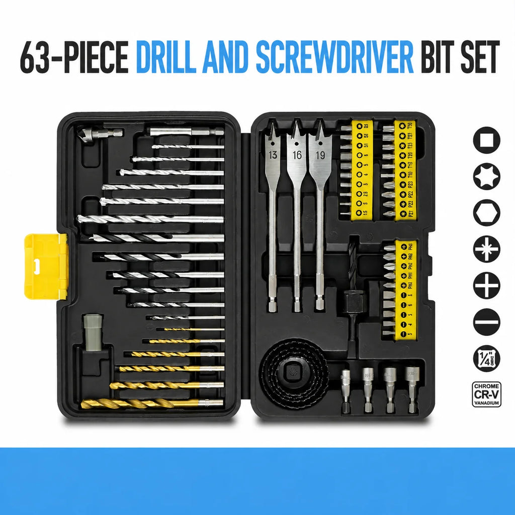 Twist Drill Bit Set Metal Wood Masonry Concrete Cement Brick Power Drill Bits Full Kit Socket Drill Accessories for Construction