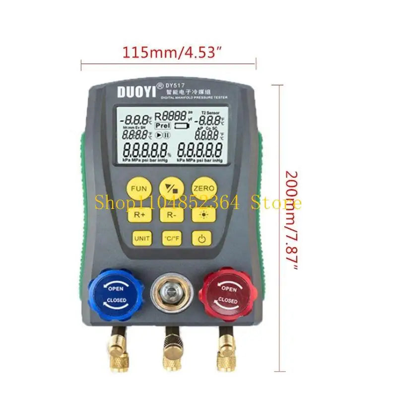 Refrigeration Digital Manifold Gauge Dy517 Car Air Conditioner Pressure Temperature Electronic Manometer Gauge Tester