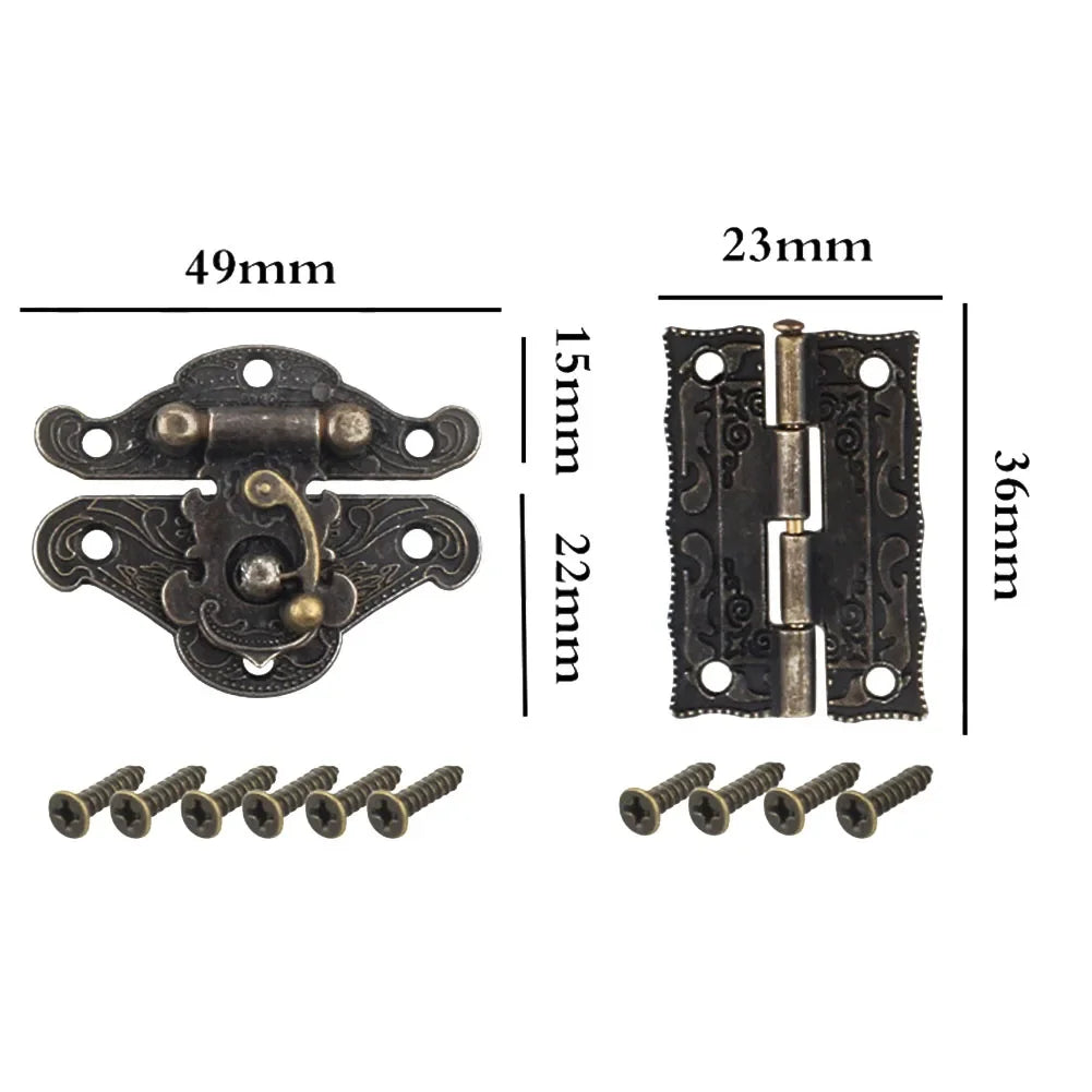 6-Piece Antique Bronze Cabinet Door Hinges with Screws