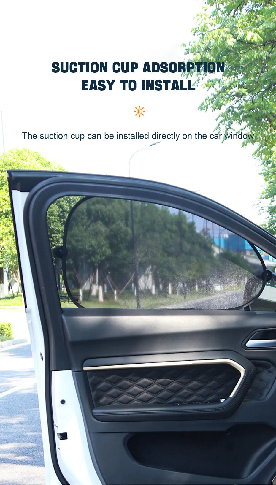 Suction Cup Side Window Sun Shade Curtains, Set of 2