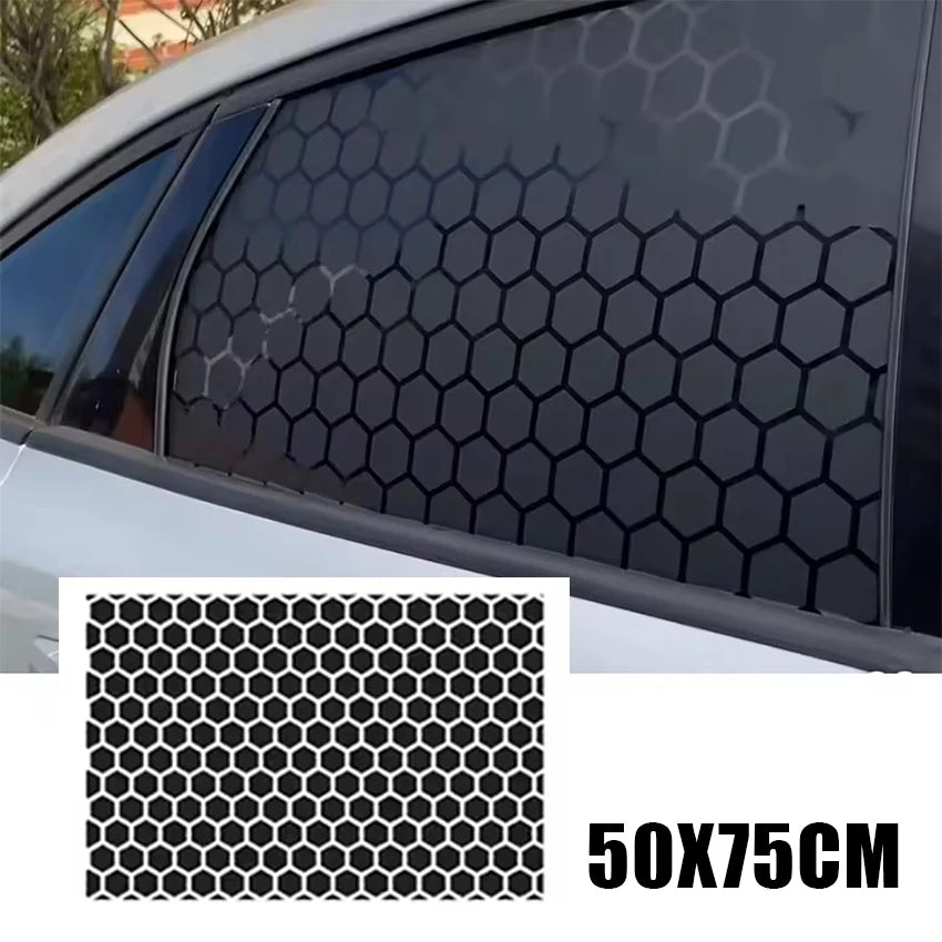 Matte Black Honeycomb Car Vinyl Wrap, 75 x 50cm Mesh Pattern - view 2