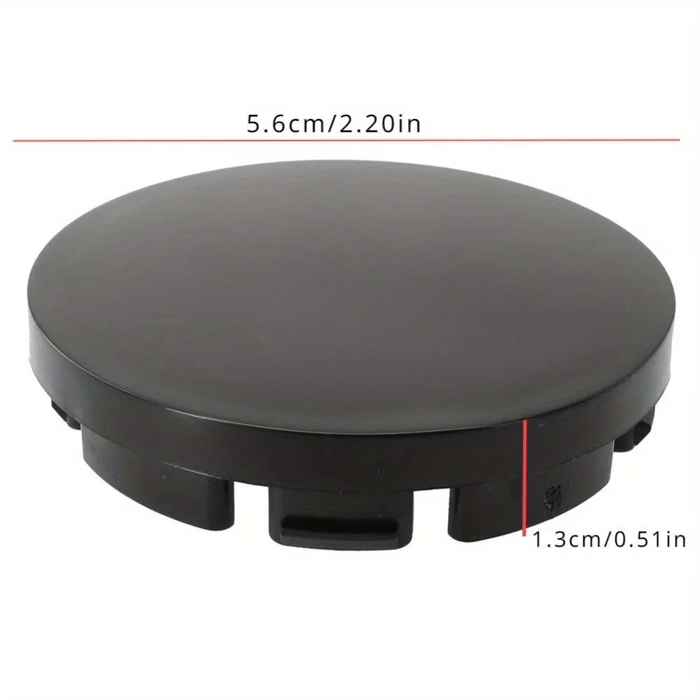 Wheel Center Caps, 55mm, Black ABS, Set of 4