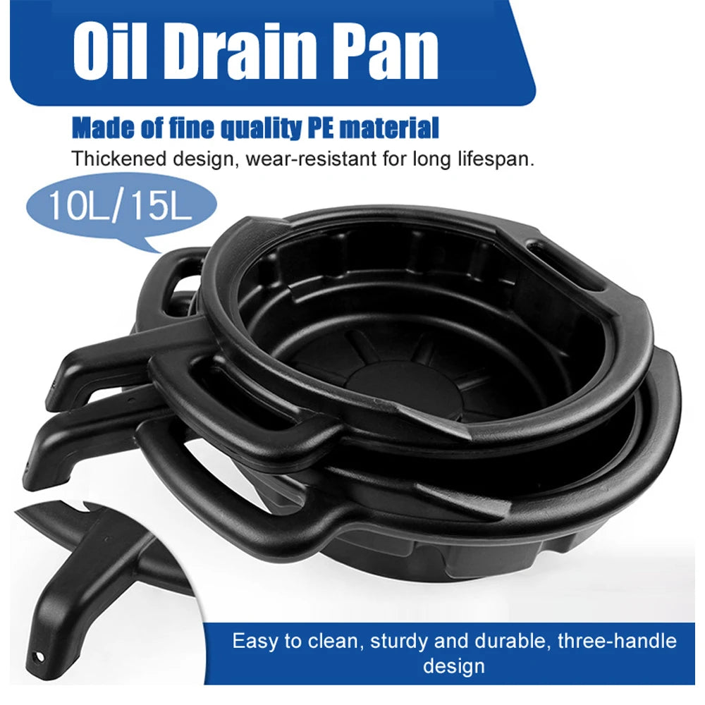 Oil Drain Pan Waste Engine Oil Collector Oil Drip Tray with 3 Handles Car Maintenance and Repairing Oil Collect Basin
