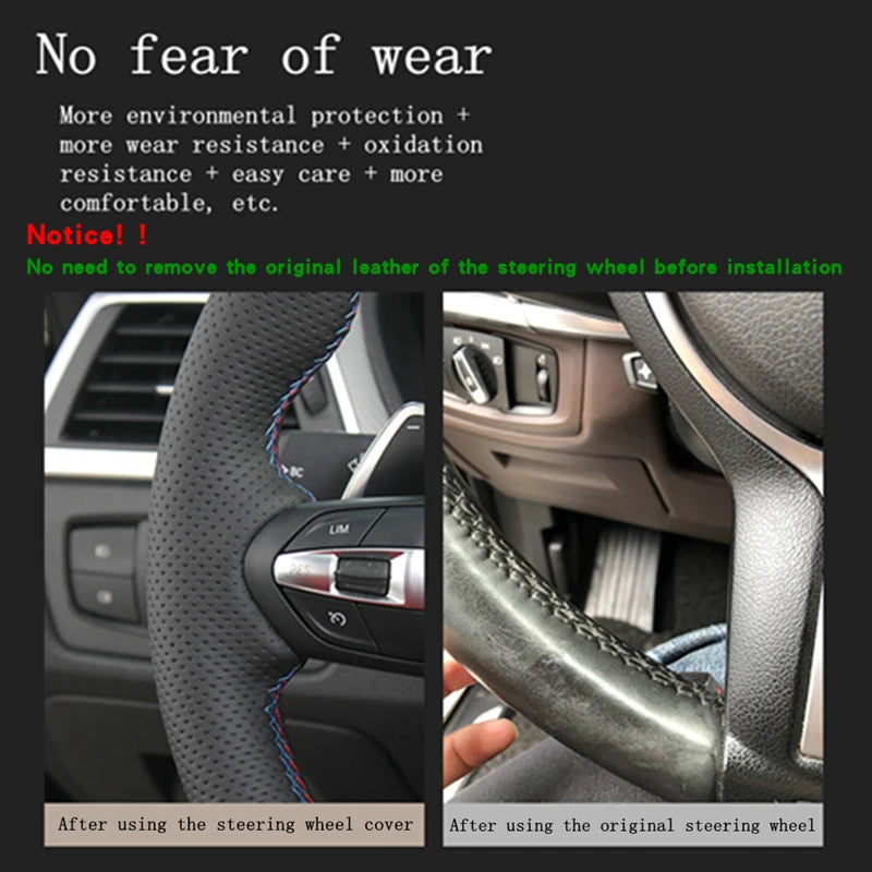 Genuine Leather Steering Wheel Cover for Chevy Silverado & GMC Sierra - image 4