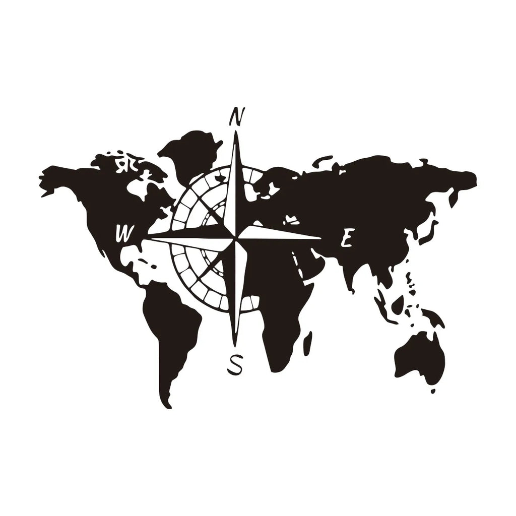 World Map Compass Vinyl Decal for Campers, RVs and Trucks
