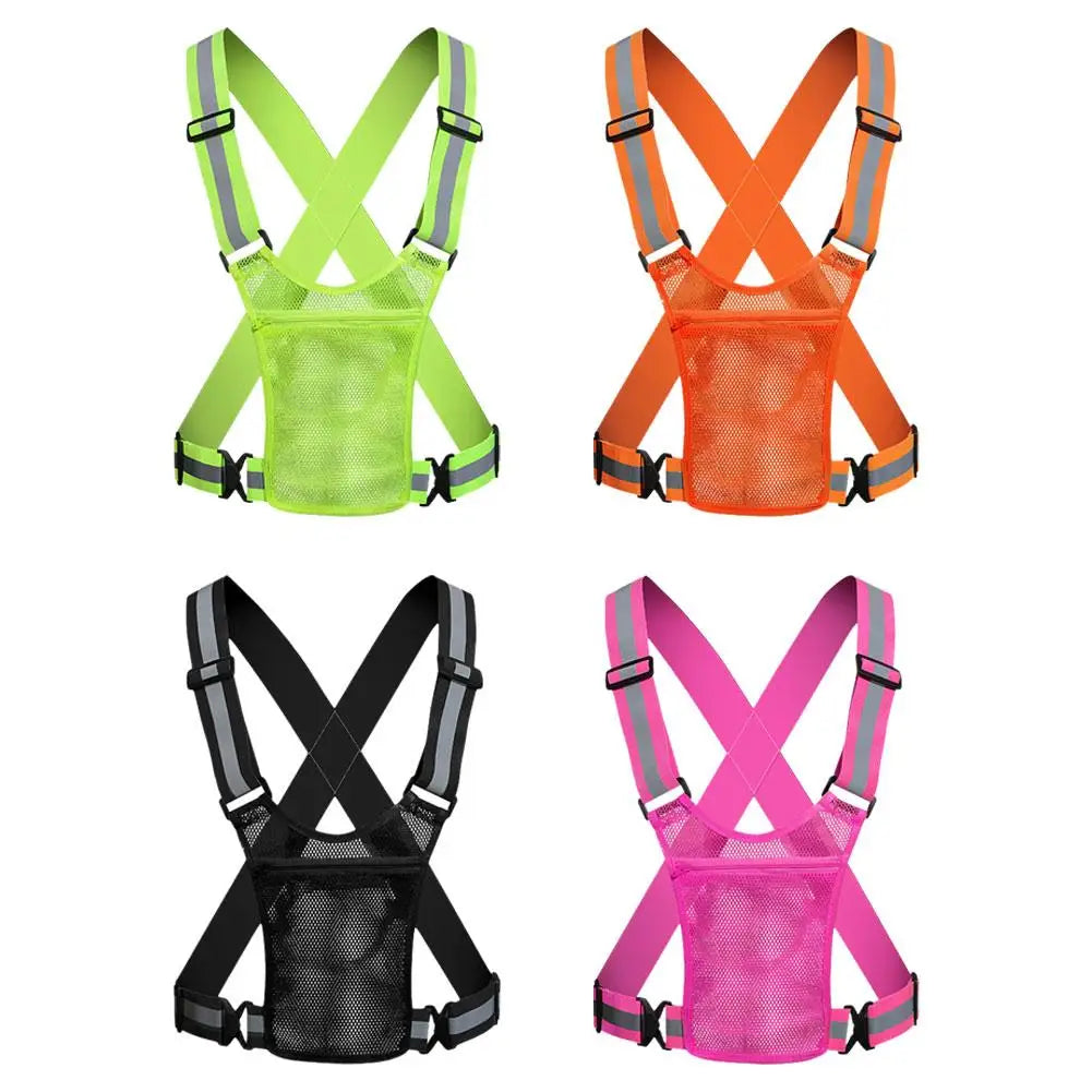 Reflective Safety Vests Lightweight Adjustable Elastic Vest Jacket Hi Vis Reflective Strips for Traffic Control Running Cycling