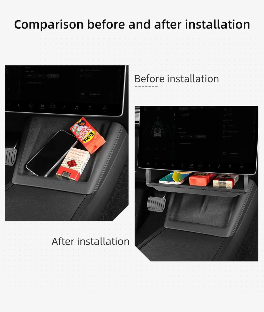 Under Screen Hidden Storage Tray for Tesla Model 3 and Model Y