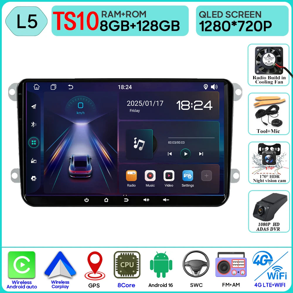 VW 9-Inch Android Car Radio with GPS, CarPlay & Bluetooth - image 12
