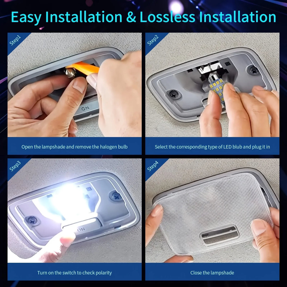 42pcs LED Car Interior Light Kit - 12V Hardwired, No Battery Required