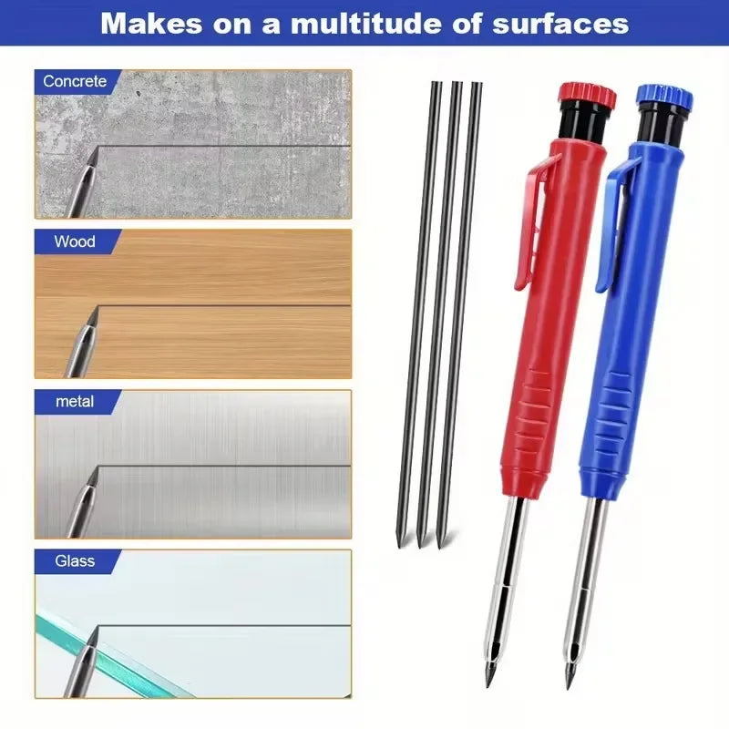 3-Color Carpenter Pencil Set with Sharpener & Refills - image 4