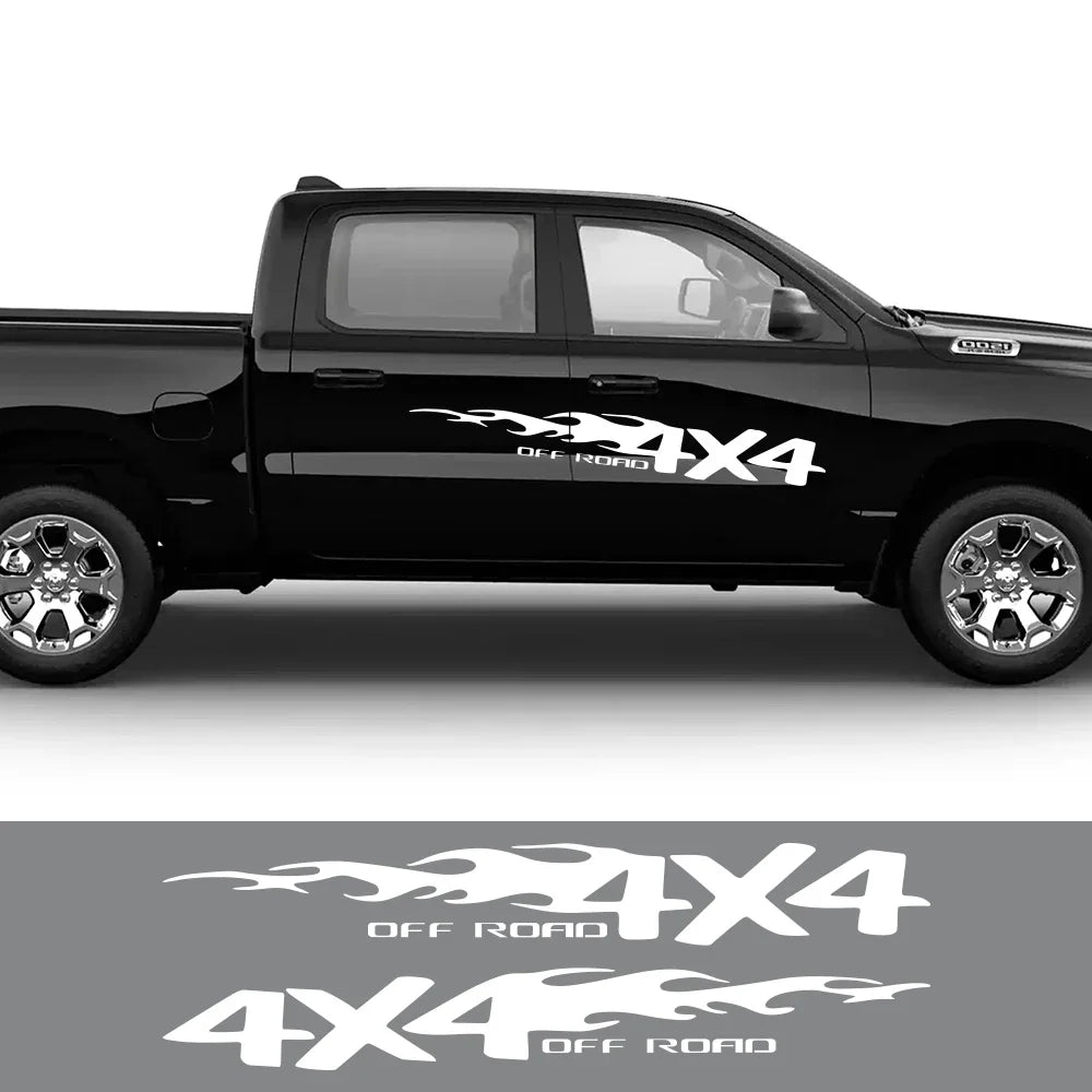 4x4 Off Road Flame Decals for Pickup Trucks, 2 pcs, 60cm or 120cm