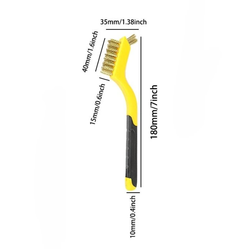 Wire Brush Set Nylon Brass Stainless Steel Bristles with Curved Handle for Rust and Paint