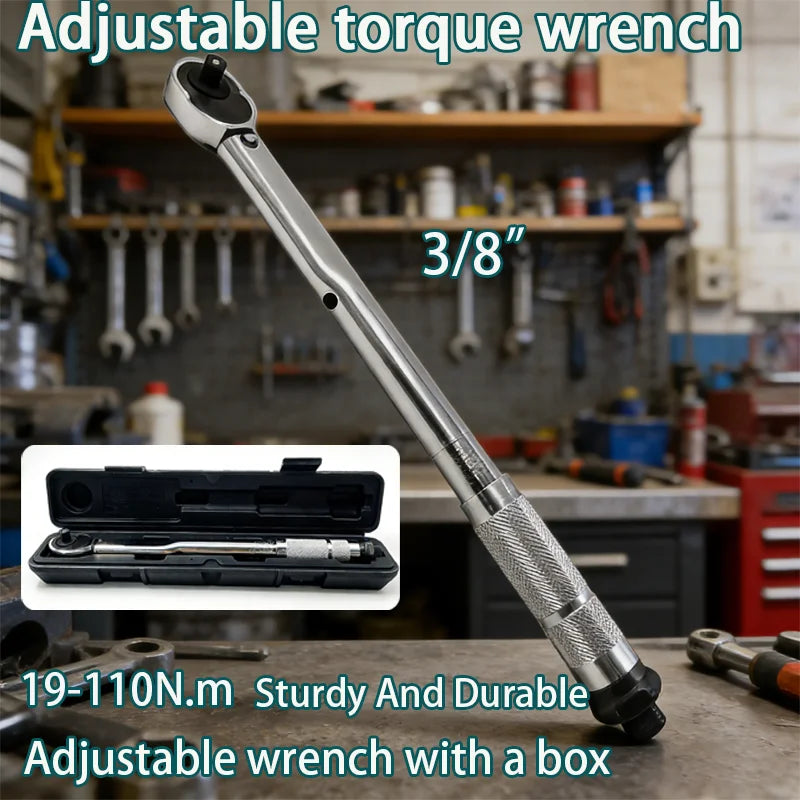 19-110N.m Car Motorbike Disassembly Tool Professional Adjustable Torque Wrench 3/8'' Drive Spanner Hand Tool torque wrench
