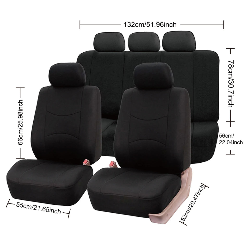Universal Polyester Car Seat Cover Set, 4 or 9 Pieces
