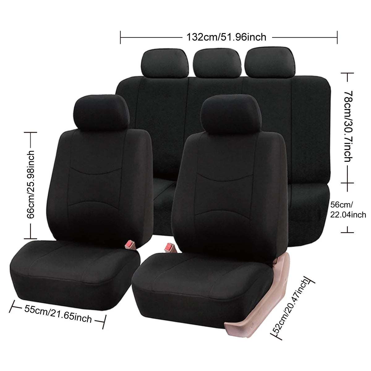 Universal Polyester Car Seat Cover Set, 4 or 9 Pieces