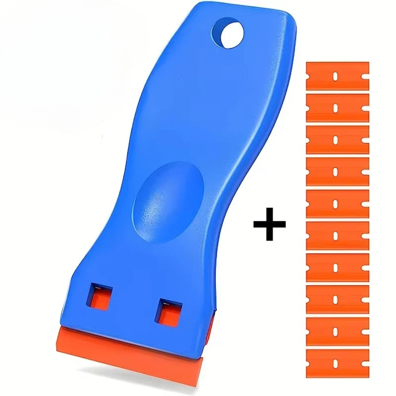 1Set Car Window Glass Clean Scraper Car Sticker Remover Plastic Razor Blade Label Clean Razor Glue Remover Cleaning Tools