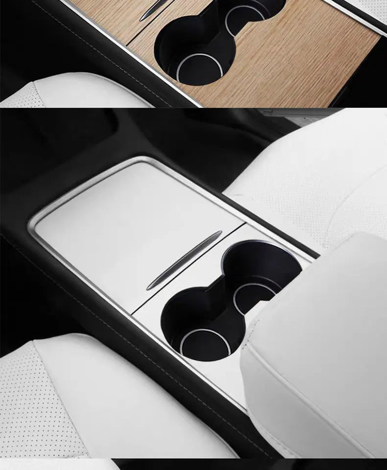 Wood Grain and Carbon Look Center Console Film for Tesla Model Y 2021-2023