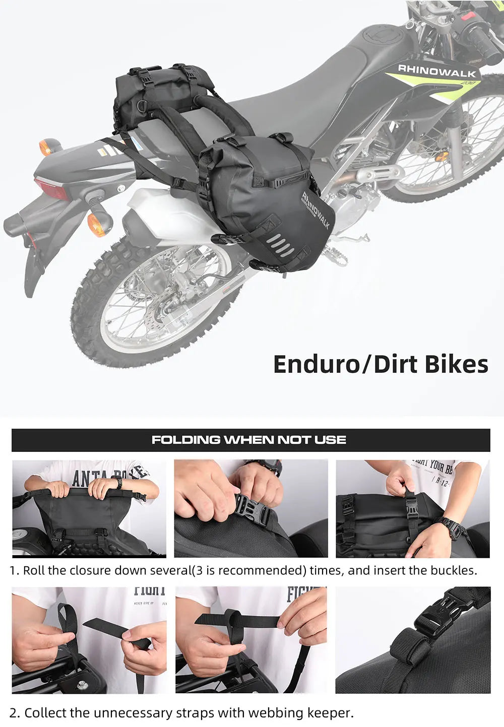 Rhinowalk Waterproof Motorcycle Pannier Bags 18-48L, Pair - image 26