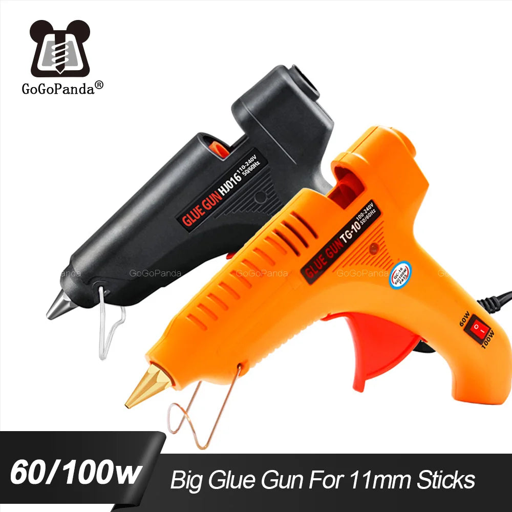 100W DIY Hot Melt Glue Gun with Light, Black Sticks Trigger Art Craft Repair Tool 110V-240V