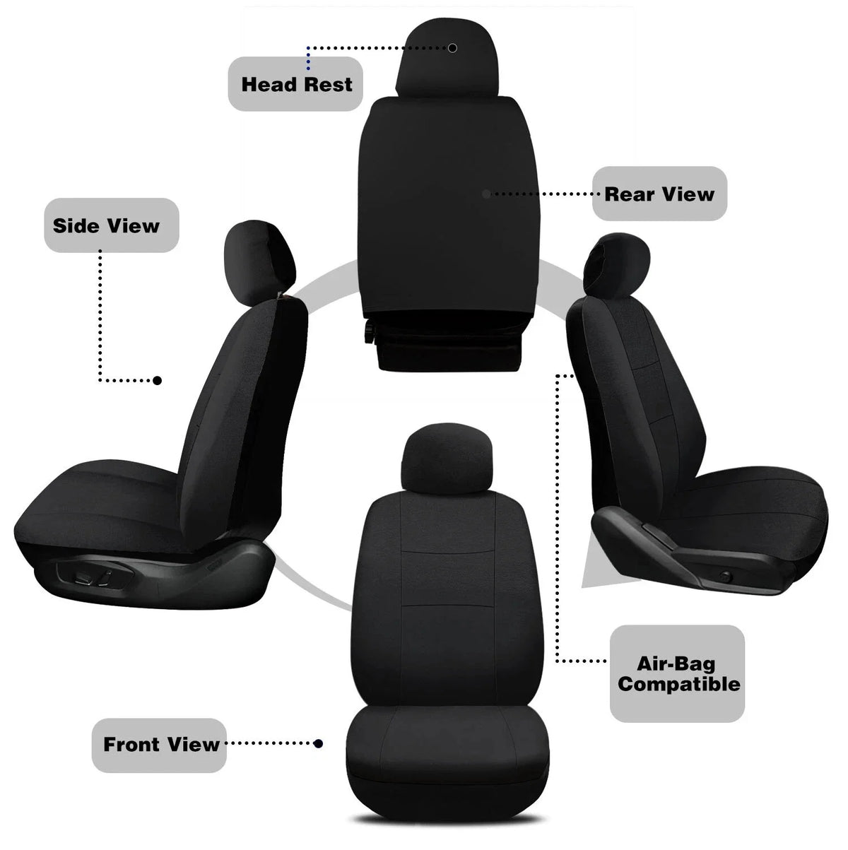 Breathable 9-Piece Car Seat Cover Set for 5 Seats
