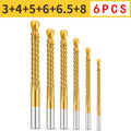 6Pcs HSS Twist Drill Bits Set 3-8mm Serrated Grooving Cutting Tap Spiral Saw Wood Metal Plastic Hole Saw Titanium Drill Tools