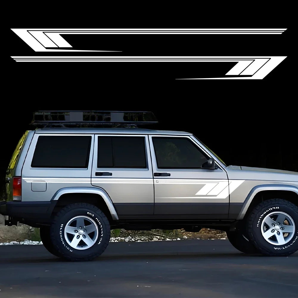 Retro Hockey Stick Side Stripe Decals for Jeep Cherokee XJ, 2 pcs