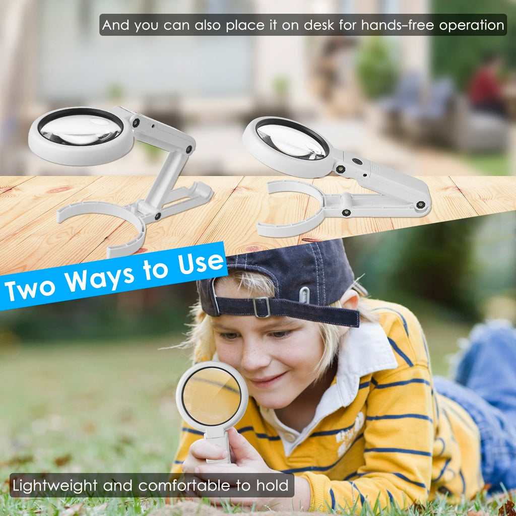 5X 10X USB LED Illuminated Magnifier with Stand for Electronics Repair