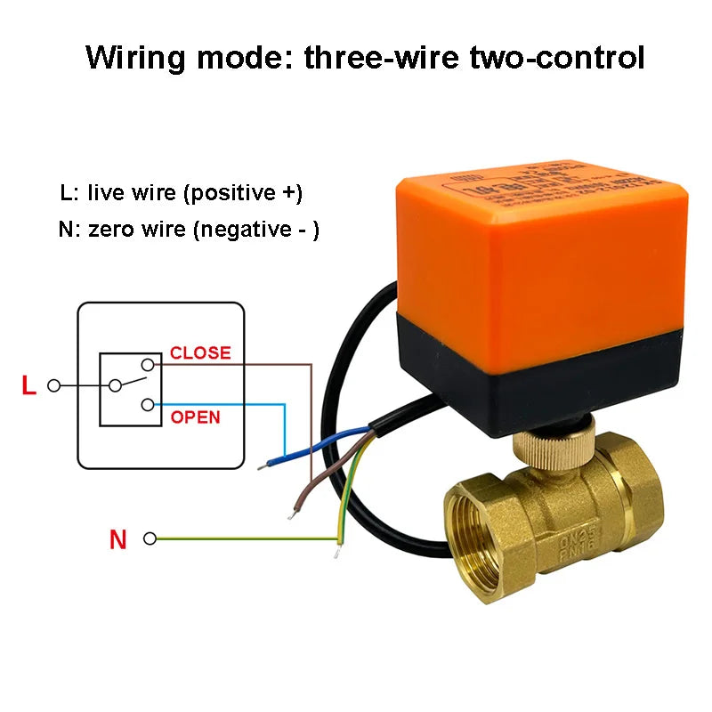 Electric Motorized Ball Valve 1/2" 3/4" 1" Brass 2-Way 3-Wire - image 6