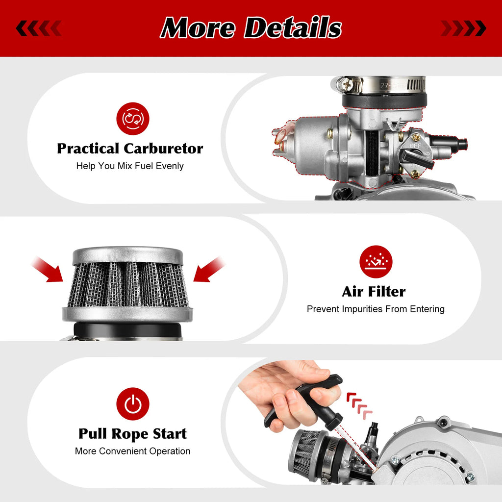 49cc 2-Stroke Gas Engine Kit for Pocket Bikes and Mini ATVs