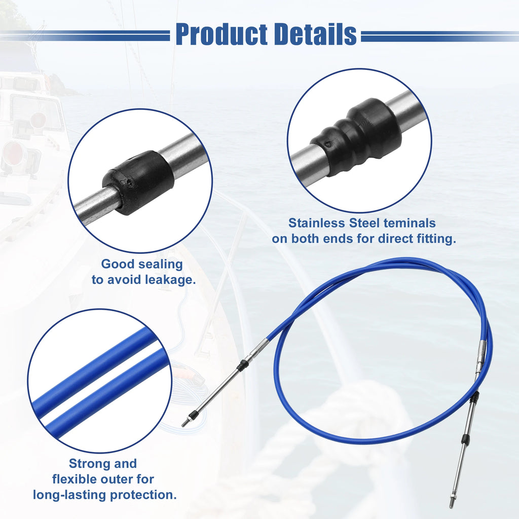 Marine Throttle and Shift Control Cable Pair for Outboard Motors