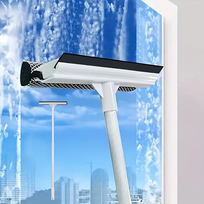 2-in-1 Retractable Pole Squeegee & Window Brush