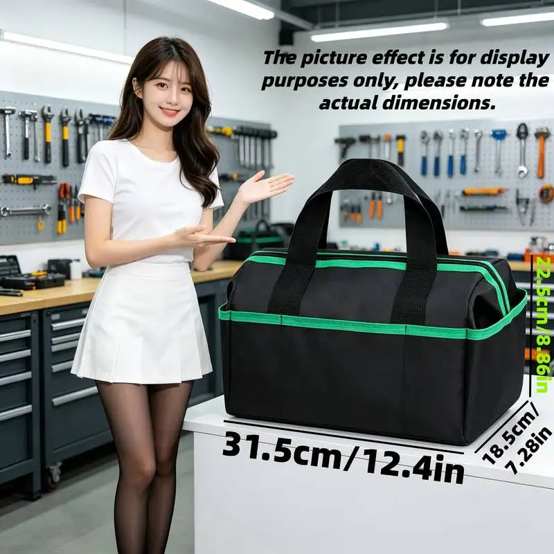 Tool Organizer Bag 35cm Multi-Pocket Zipper Thickened Toolbox for Electrician Plumber Home Repair Industrial Renovation