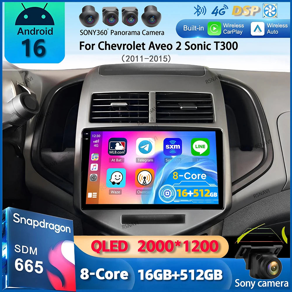 9-Inch CarPlay & Android Auto Radio for Chevy Aveo/Sonic (2011-2015)