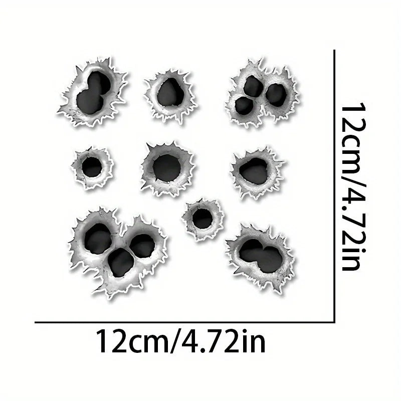 Realistic Bullet Hole Vinyl Decals for Motorcycle Tank, Helmet and Car - view 2