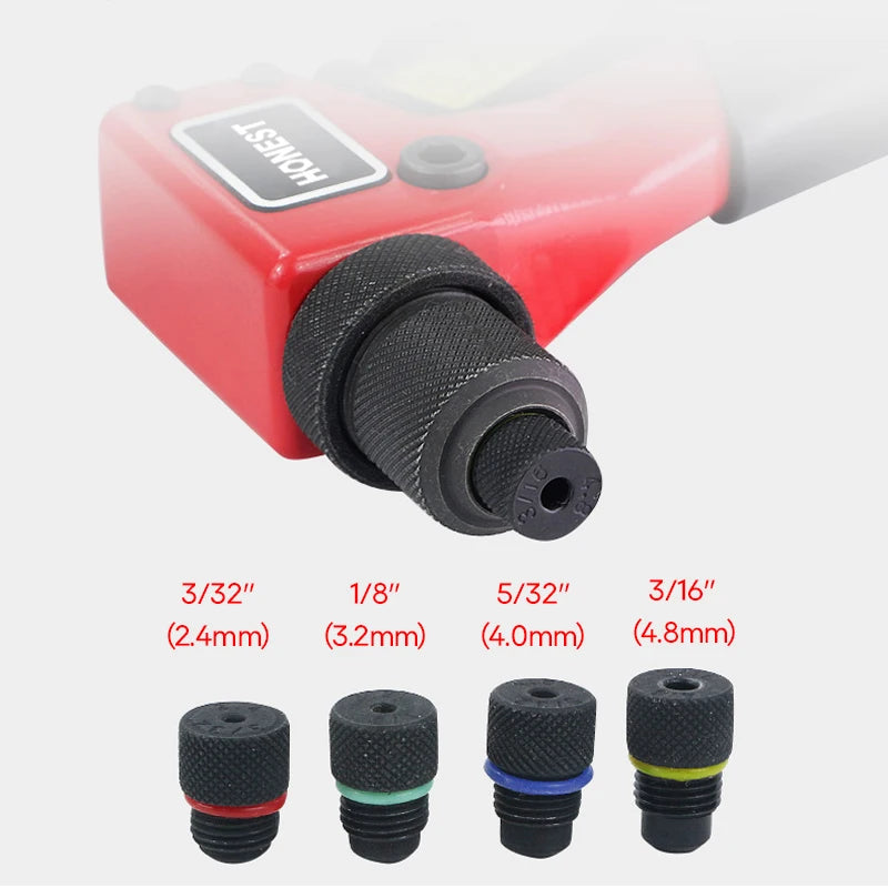 Heavy-Duty Rivet Gun Hand Riveter Blind Rivets Gun, Effort-Saving Design Includes 4 Interchangeable Nozzles (2.4-3.2-4.0-4.8mm)