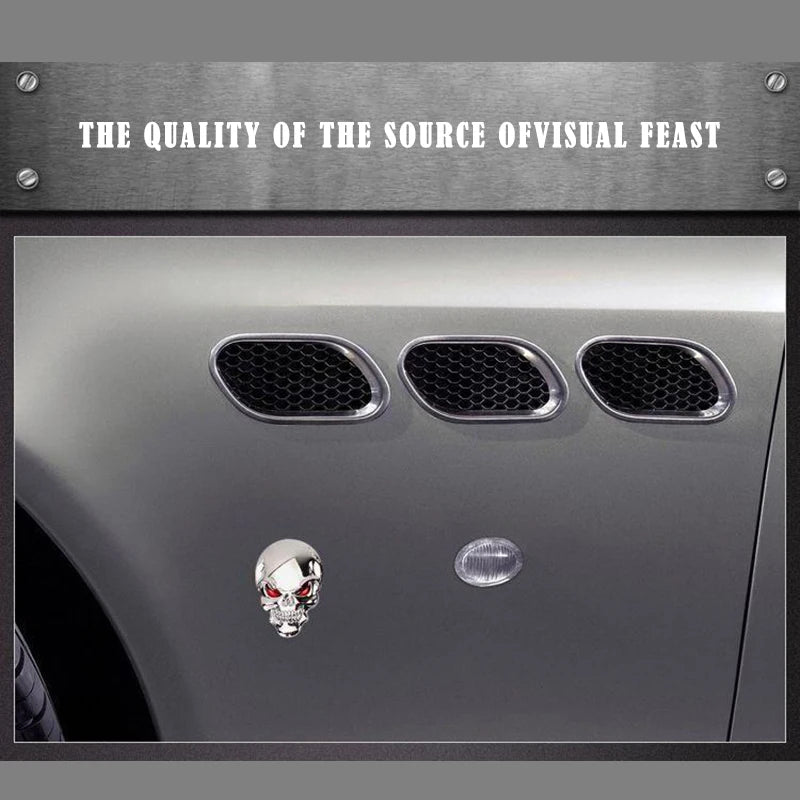3D Metal Skull Car Sticker, Decorative Body Decal - view 5
