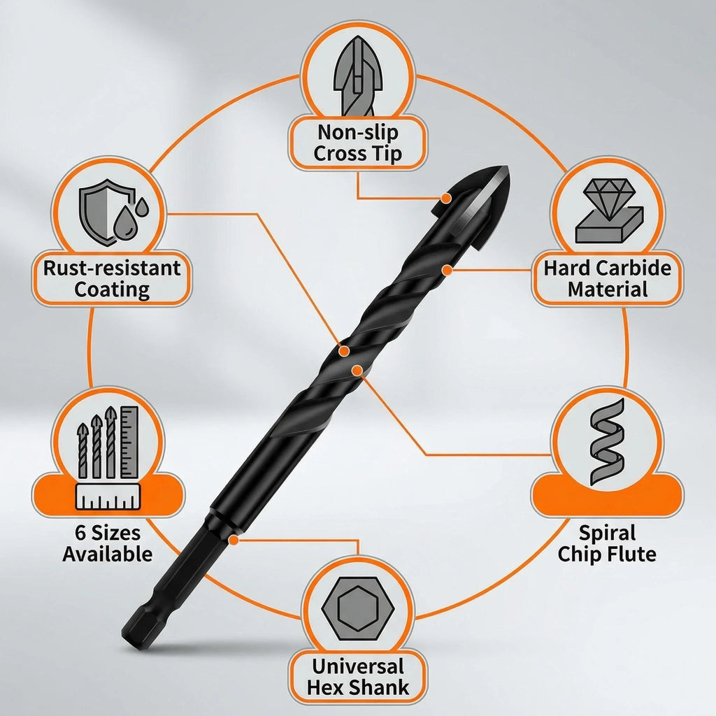 Tungsten Carbide Hex Drill Bit Set 3-12mm for Tile & Ceramic - image 3