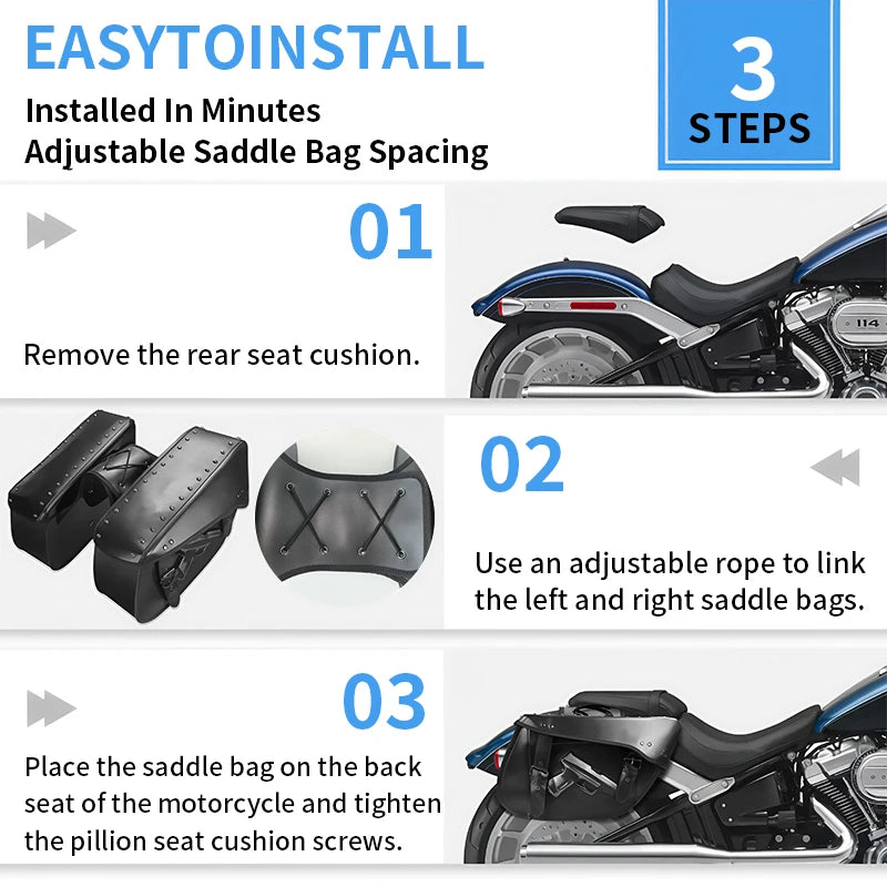 Waterproof PU Leather Motorcycle Saddlebags, Universal - image 6