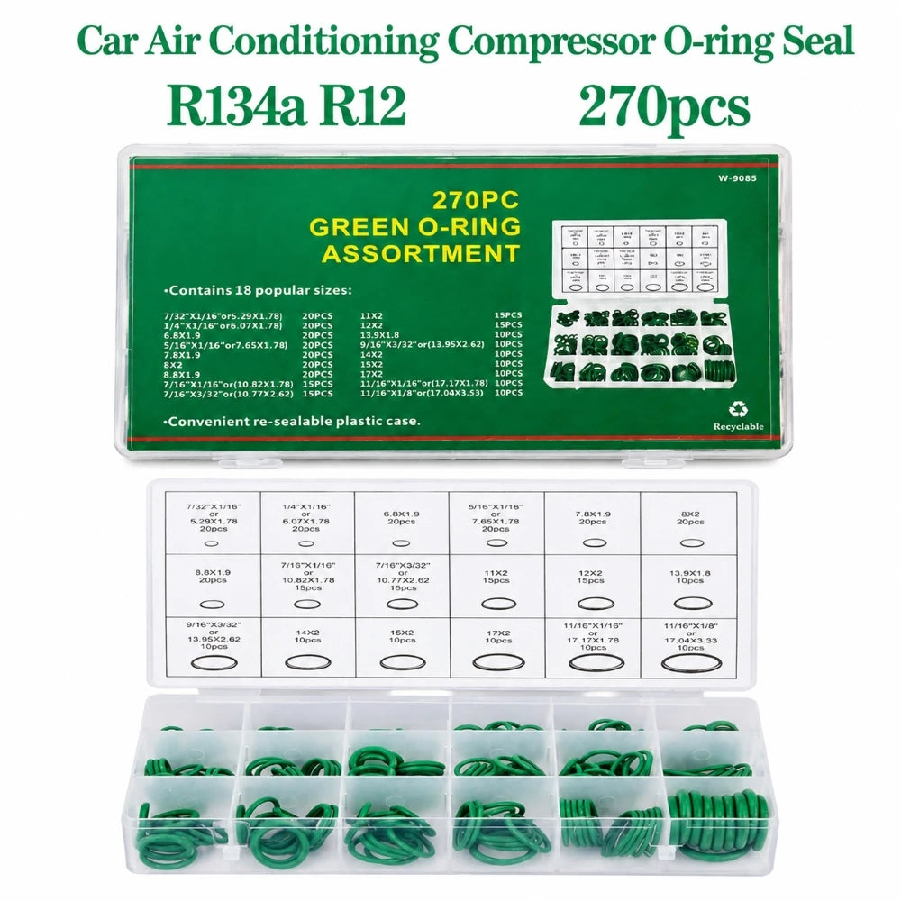 270-Piece Air Conditioning O-Ring Kit, 36 Sizes