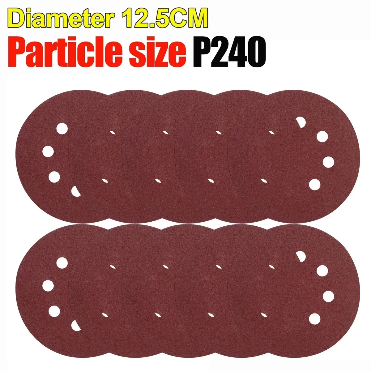 Universal 8-Hole 125mm Sanding Discs for Metal Wood and Glass 40-3000 Grit
