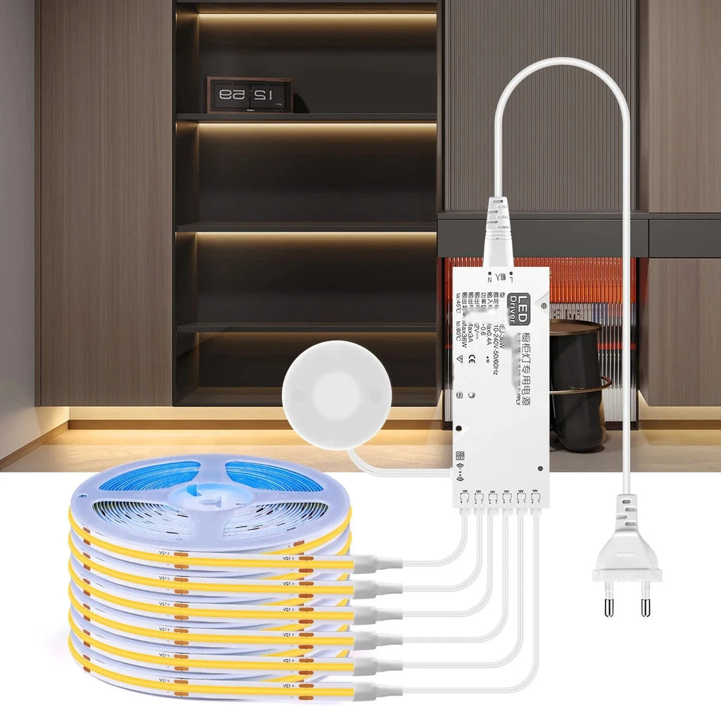 COB LED Cabinet Strip Light with Touch Dimmer & Motion Sensor