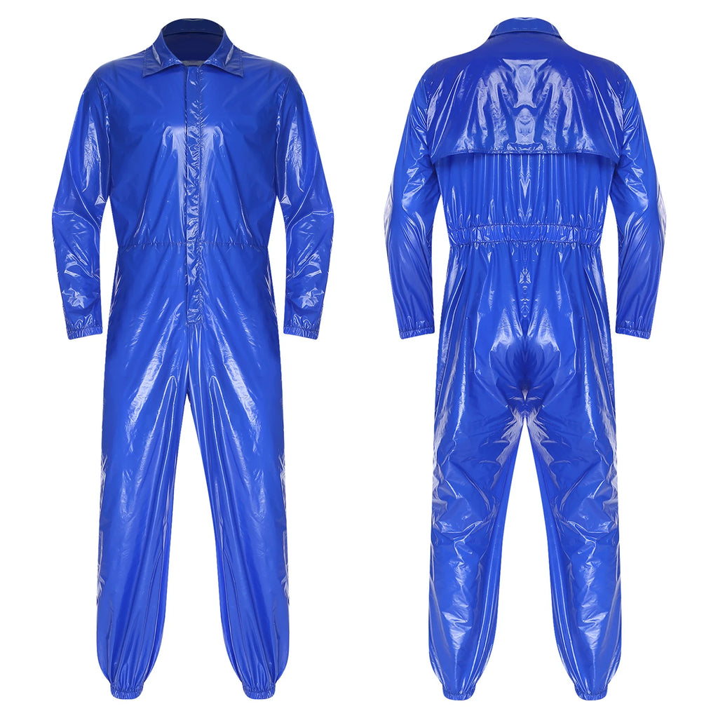 Water Resistant Coveralls for Men with Turn-Down Collar And Elastic Back Design Professional Work Waterproof Jumpsuit
